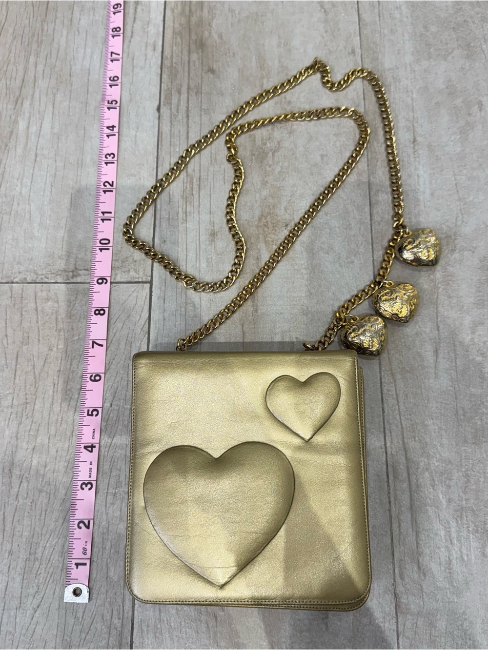 VINTAGE Carey Adina Gold Heart Crossbody Bag Evening Bag